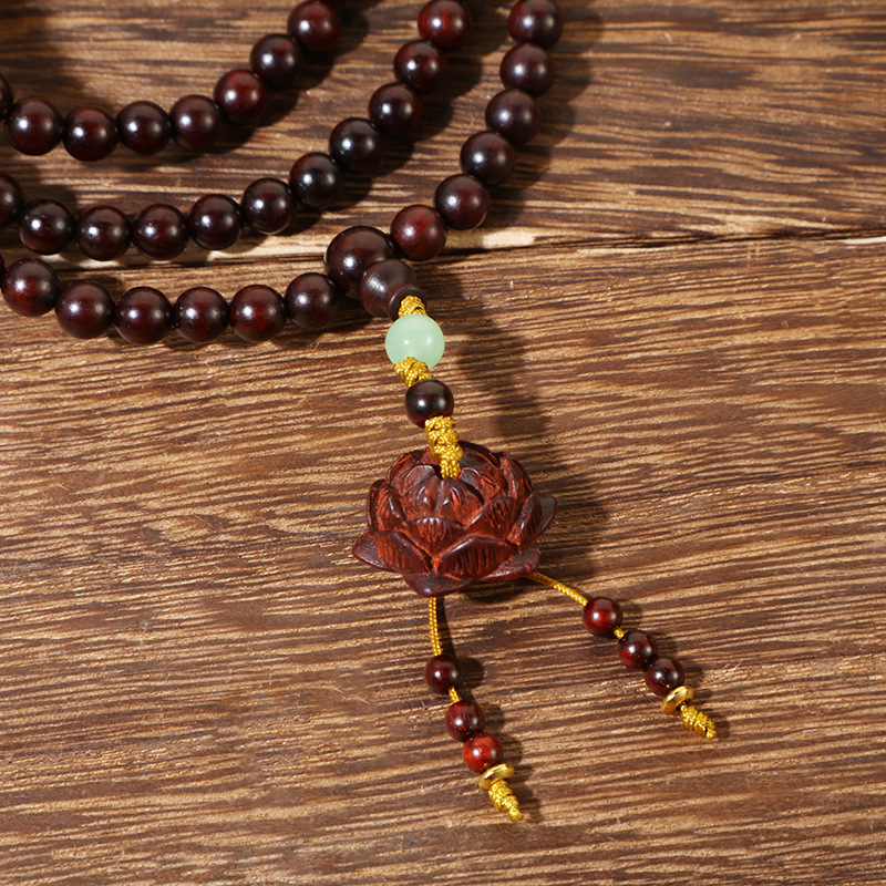 A creative DIY hand-held Buddhist prayer bead cultural and artistic bracelet for men and women, featuring 108 beads of Indian small-leaf rosewood and multiple loops pic 7