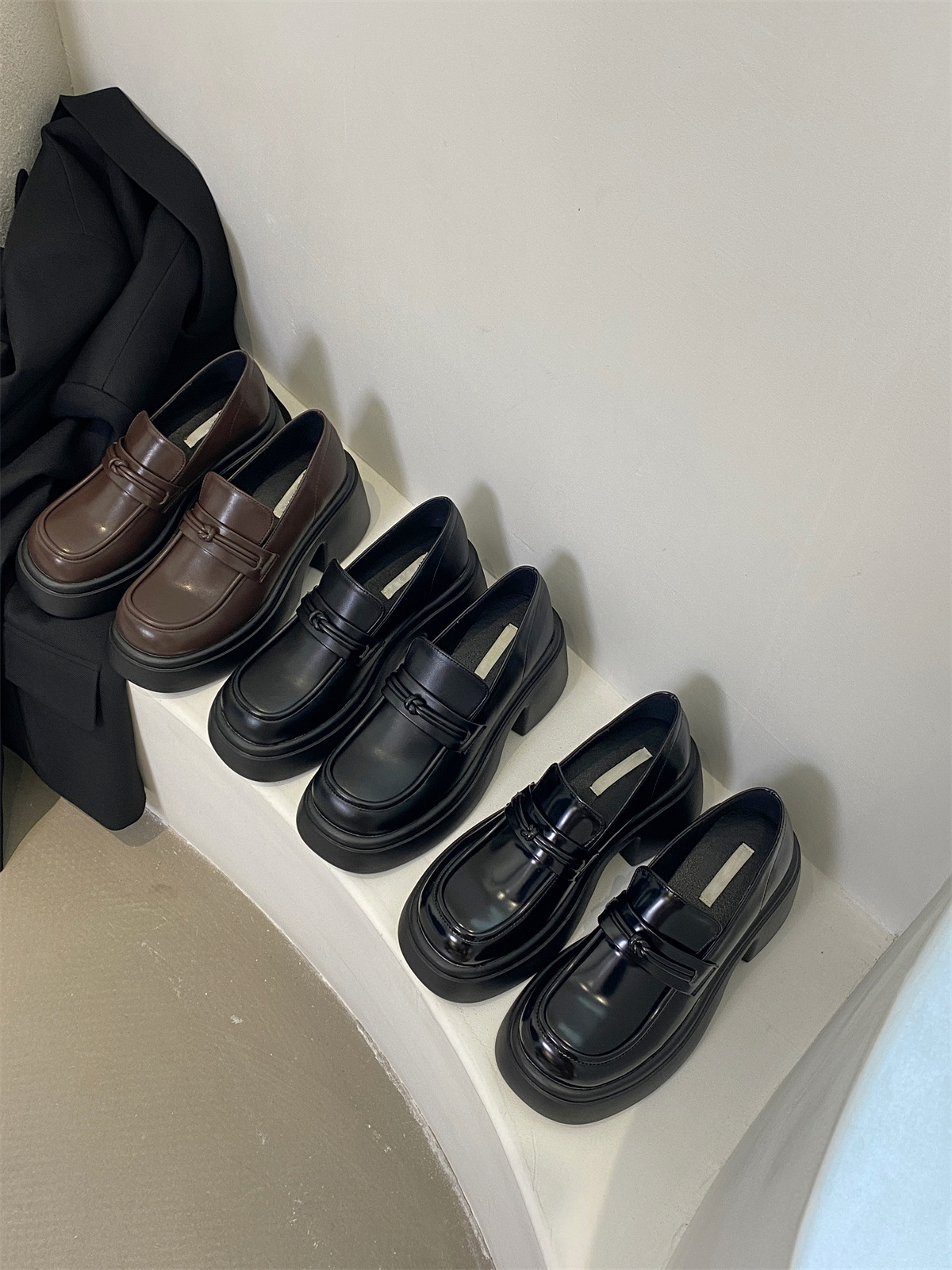 厚底松糕小皮鞋2023新款秋季单鞋女日系JK粗跟乐福鞋详情2