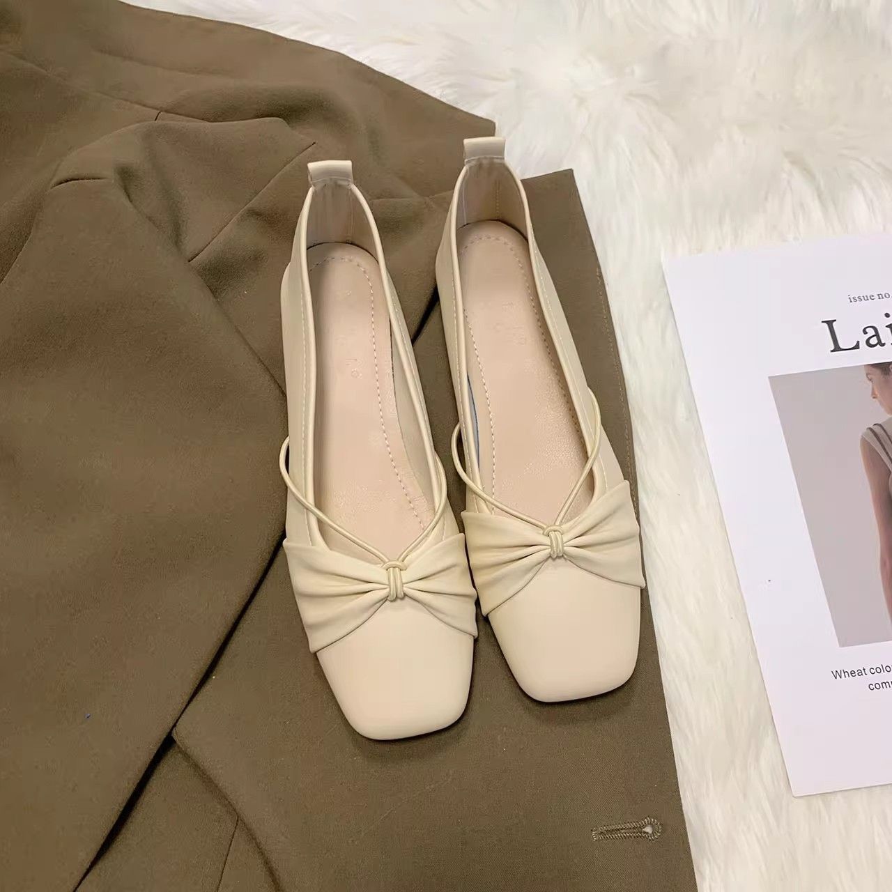 玛丽珍仙女配裙子单鞋女2024新款夏浅口晚晚风平底一脚蹬奶奶瓢鞋详情1