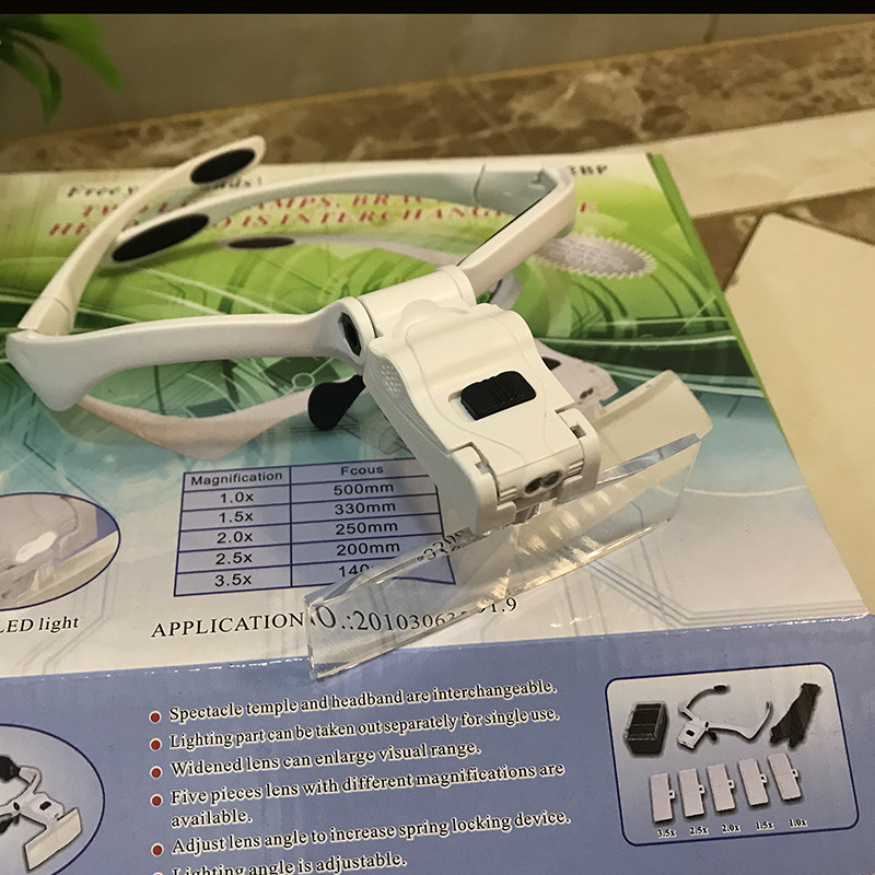 LED lamp 9892BP battery model /BC charging model head-mounted glasses, high-definition acrylic multi-magnification lens, reading electronic repair magnifying glass pic 17