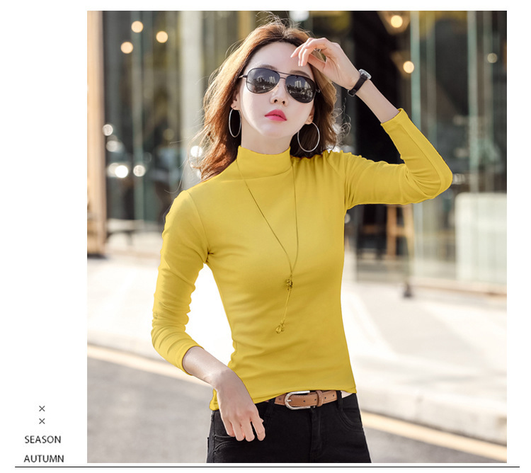 纯棉打底衫女半高领长袖t恤中领洋气内搭黑色秋衣2022春秋季新款详情16