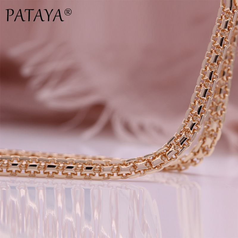 PATAYA585 rose gold genuine gold color retention electroplated cross-border direct supply AliExpress copper bracelet necklace matching pic 2