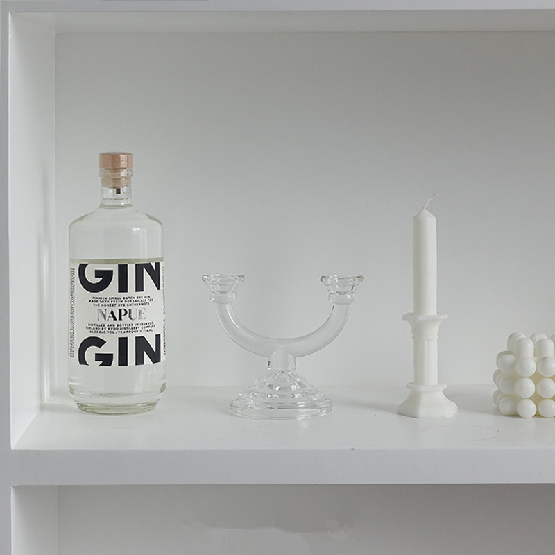 透明水晶玻璃烛台法式浪漫双头树杈形玻璃蜡台简约婚庆装饰摆件详情7