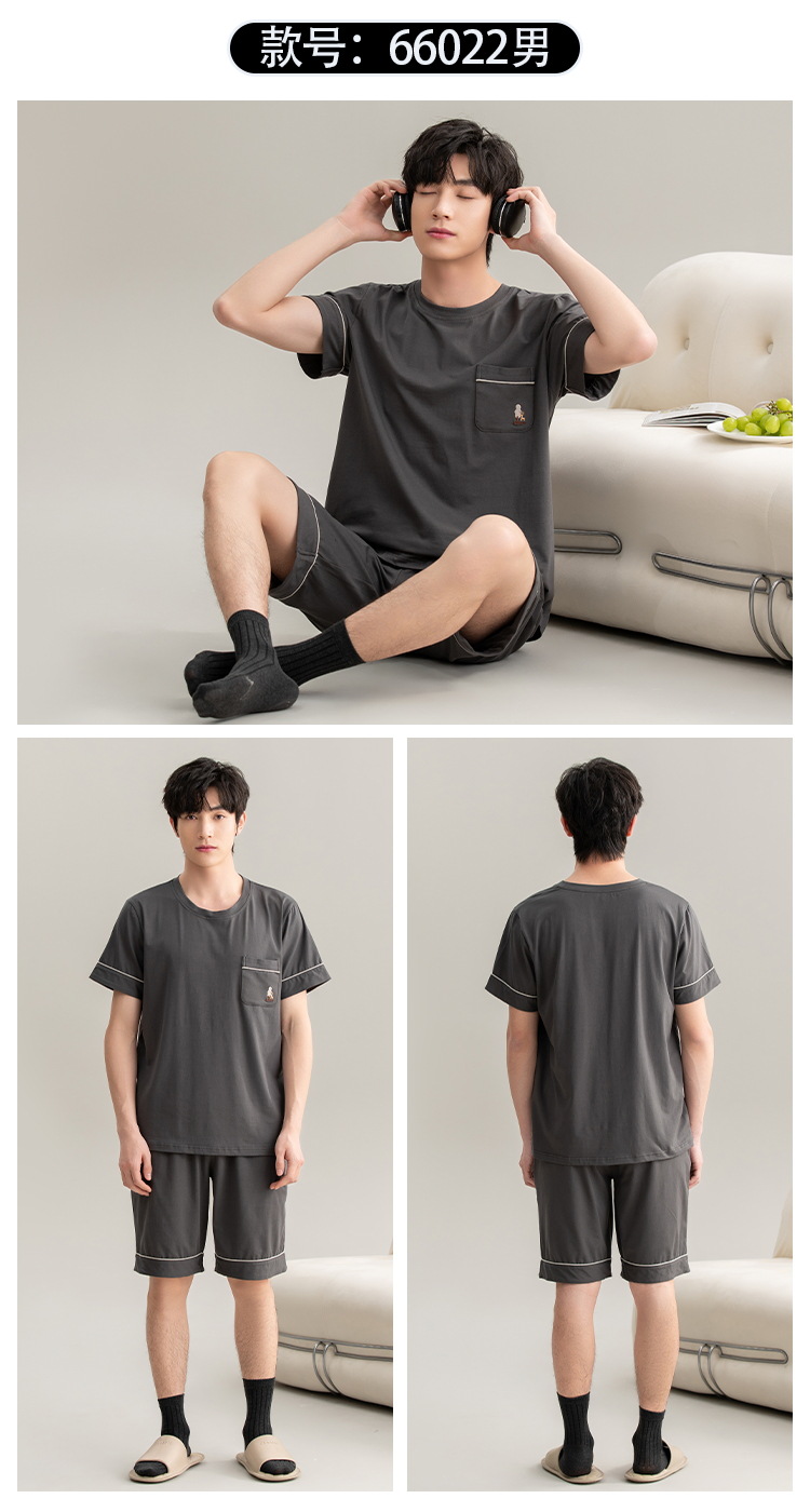 男士睡衣男款夏季纯棉短袖短裤2025年新款套装男生家居服韩式夏款详情33