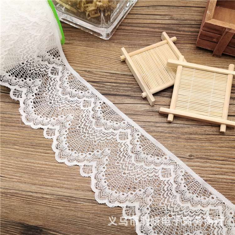 Elastic silk ribbon, lace trim, soft and skin-friendly, elastic elastic band, clothing accessory, ruffled edge, 9CM pic 4