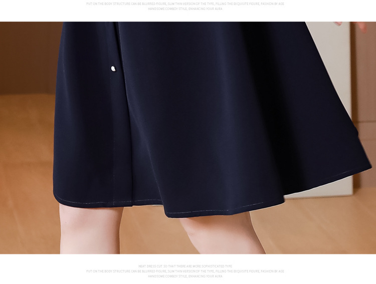 连衣裙女2022早秋新款时尚气质减龄木耳领系带显瘦a字中长款裙潮详情36