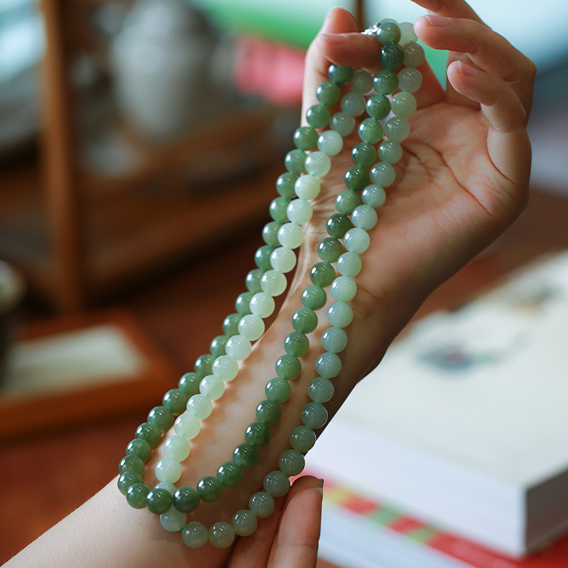 DIY Hetian jade accessories: round beads, loose beads, Qinghai material 108 Buddhist prayer beads, Hetian jade long chain accessories, crystal ornaments pic 15