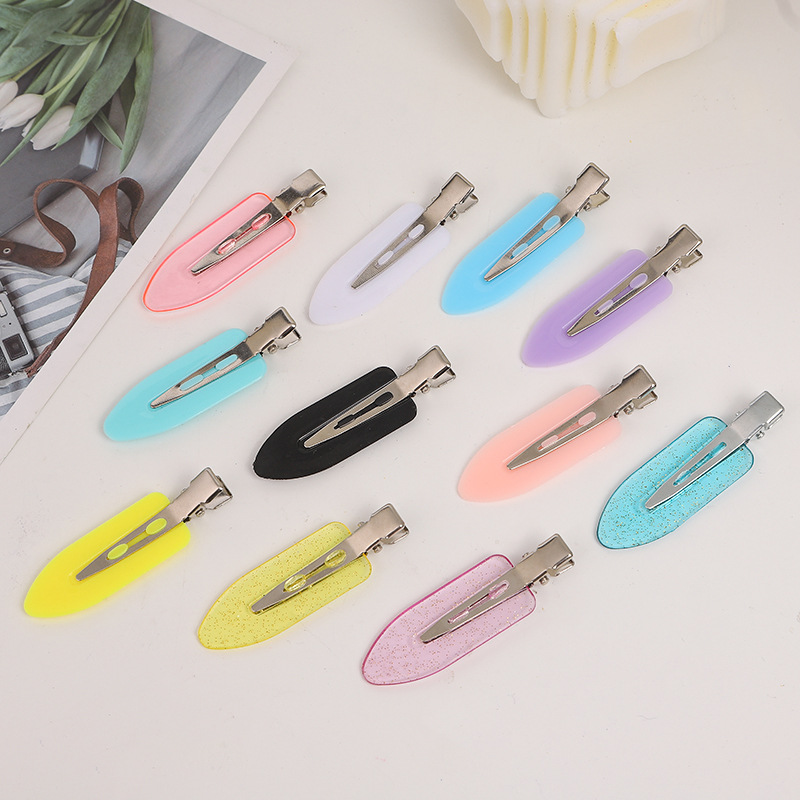 爆款甜美网红糖果色透明无痕发夹超闪充粉冲浪板发卡刘海碎发边夹详情7