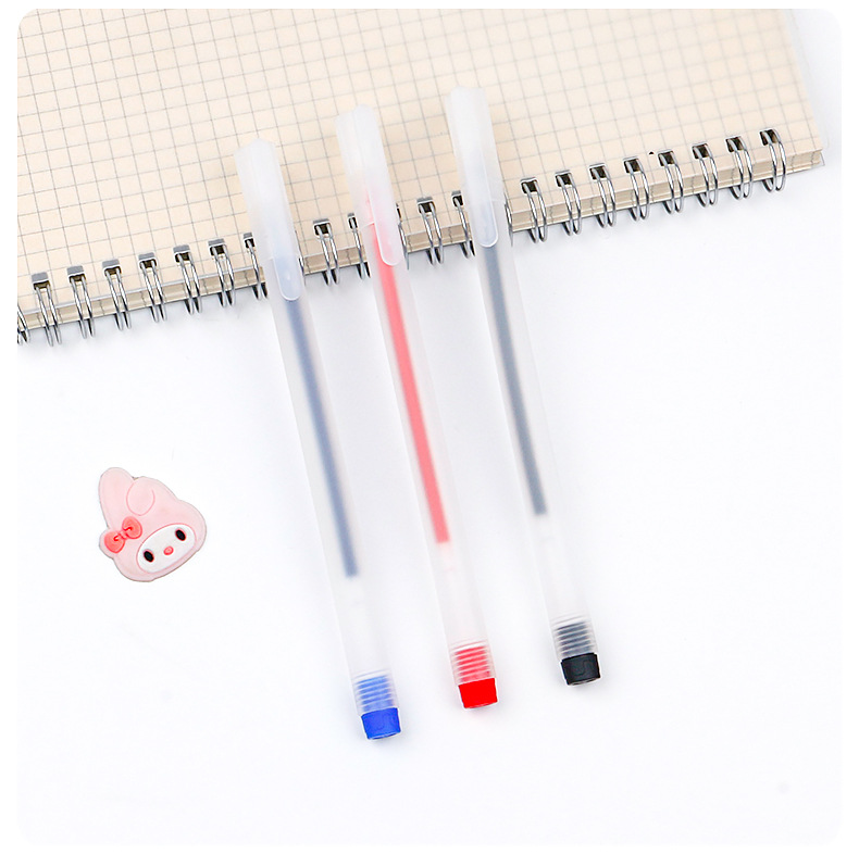 Sin impresión viento estudiante clear rod tapa pluma neutra lápiz de agua 0.5mm brushtest negro azul rojo tricolor pluma de escritura pic 8