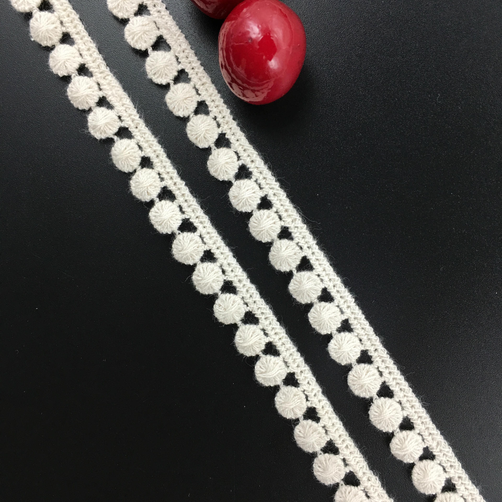 Embroidered lace, cotton thread, embroidered dot cotton, water-soluble lace, clothing accessories, Doudou lace, cotton dot edge pic 4