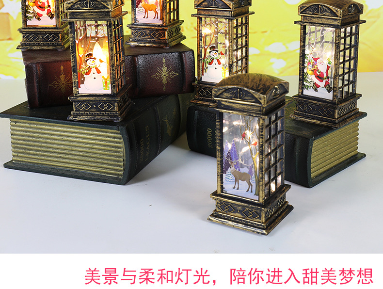 Cross-border new Christmas decorations: small wind lamps, retro phone booths, night lights, and creative Christmas gifts pic 4
