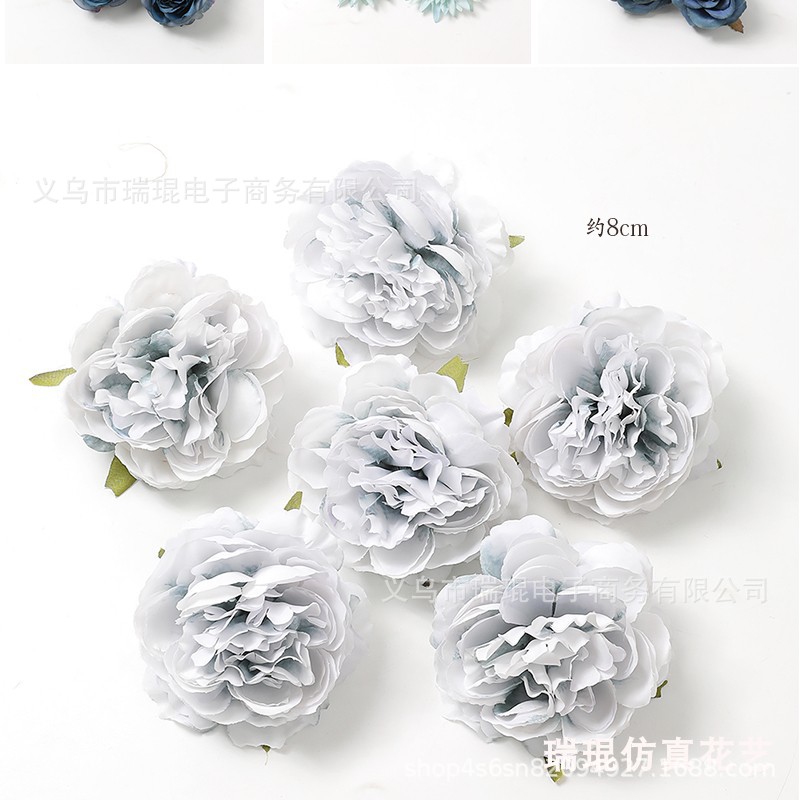 Blue artificial flowers, artificial flowers, silk flowers, roses, hydrangeas, peony flower heads, diy handcrafted materials, wedding decorations pic 4