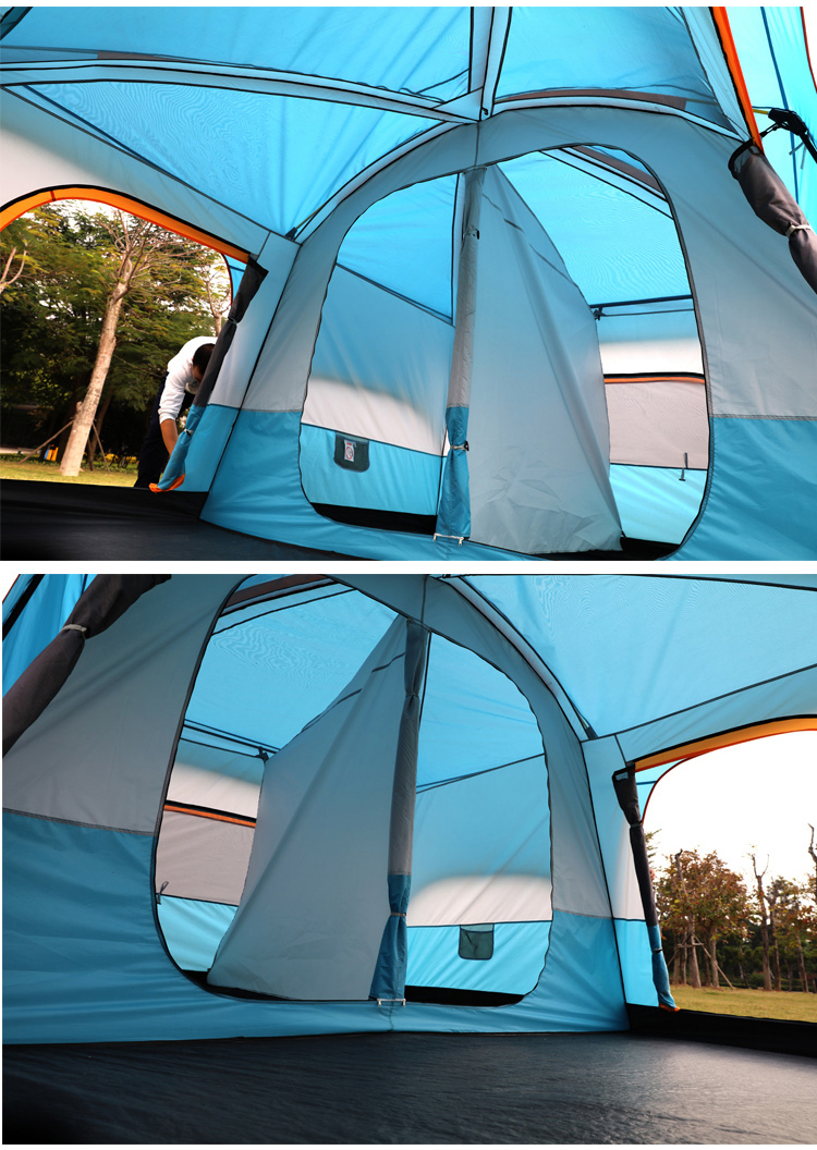 Outdoor two-bedroom, one-living-room tent for 4, 8, 10 people, multi-person camping, thickened casual camping, portable double-layer large tent pic 12