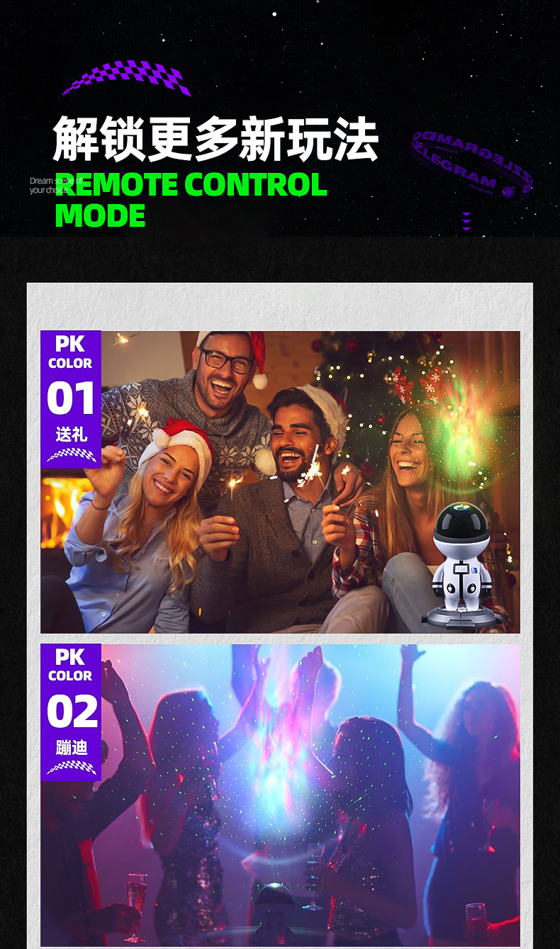 Cross-border new astronaut starry sky projector Night light laser Qixi Festival atmosphere Starry sky Astronaut projection light pic 11