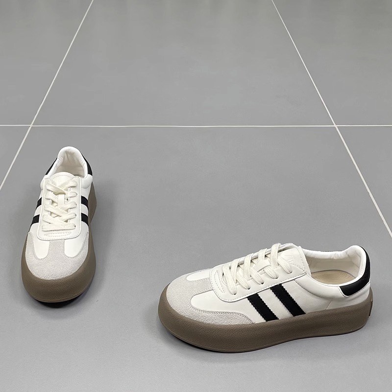 真皮德训鞋女鞋子2025春季新款厚底小白鞋复古阿甘鞋休闲运动板鞋详情2