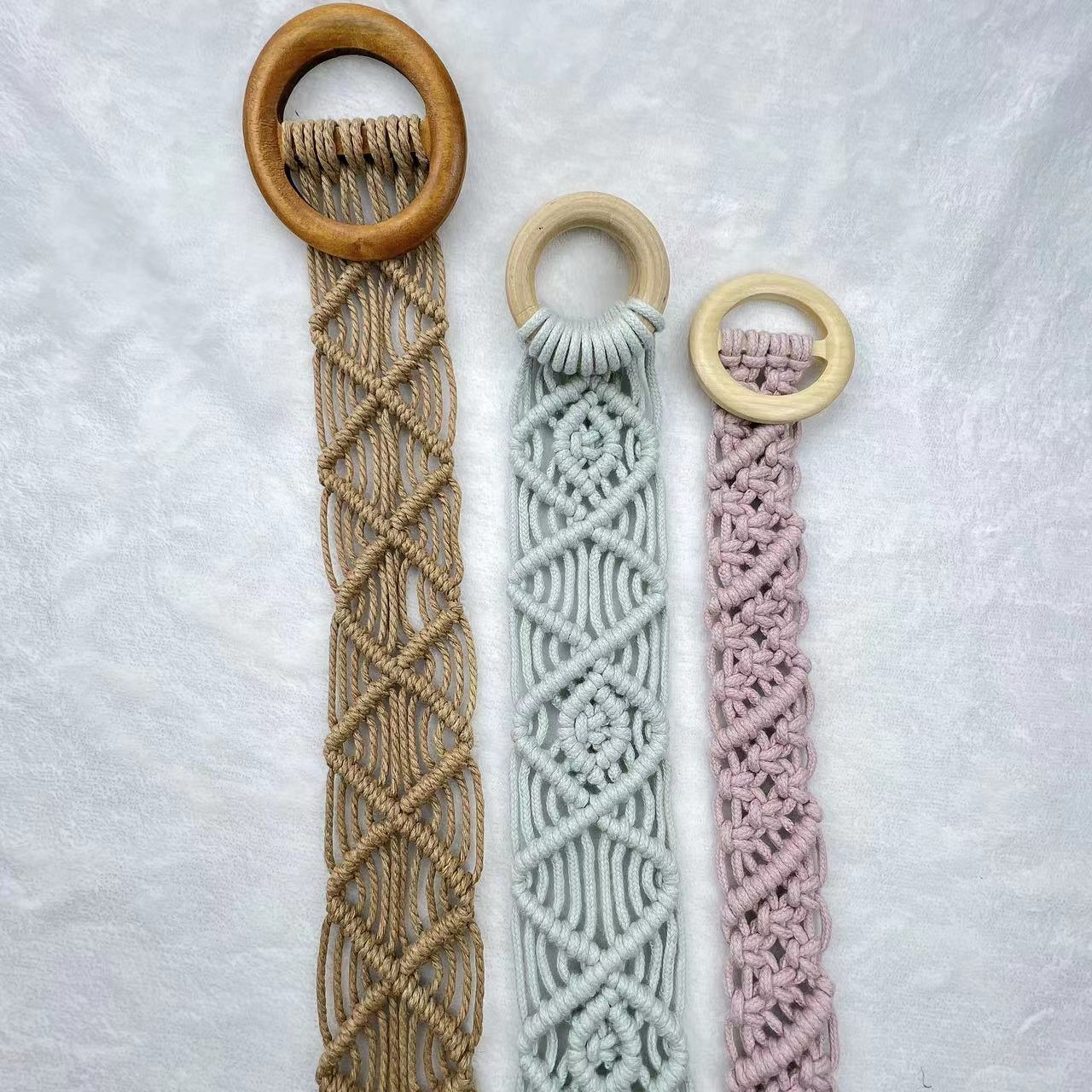 蜡绳编织复古民族风女士腰带 圆形日字扣连衣裙百搭镂空手工编织详情6