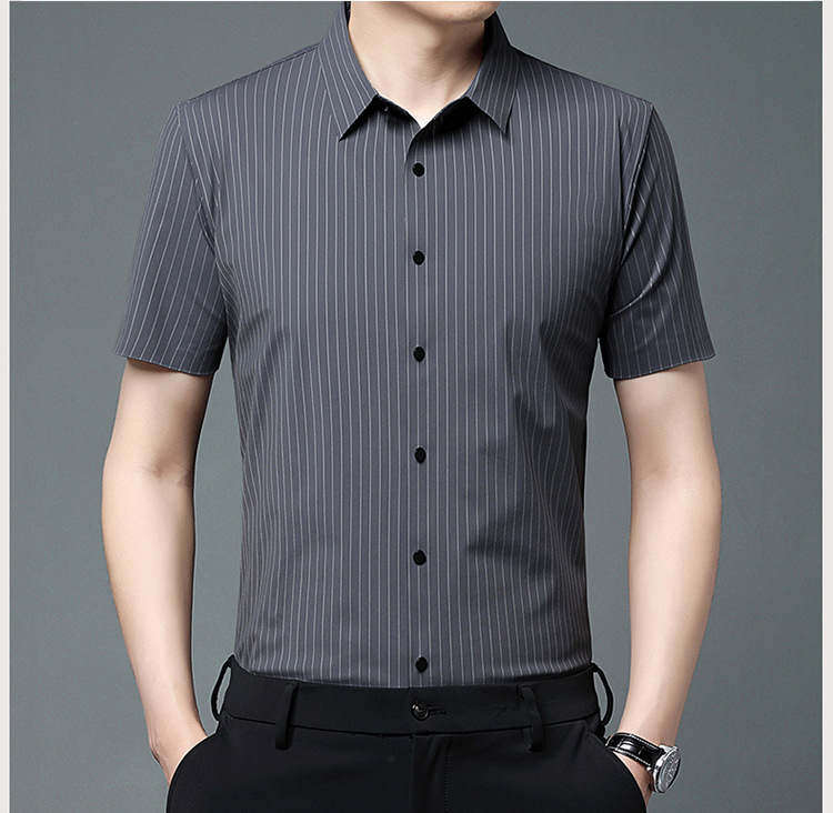 其力男装衬衫短袖男款2023夏季新款商务锦氨高弹力无痕寸衫t恤男详情18