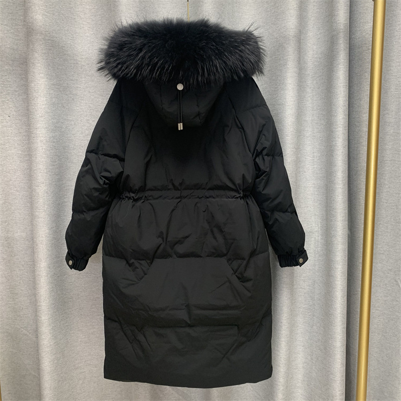 Mid-length goose down jacket for women 2022 new style Korean version knee-length thickened slimming drawstring fashionable warm coat trend pic 11