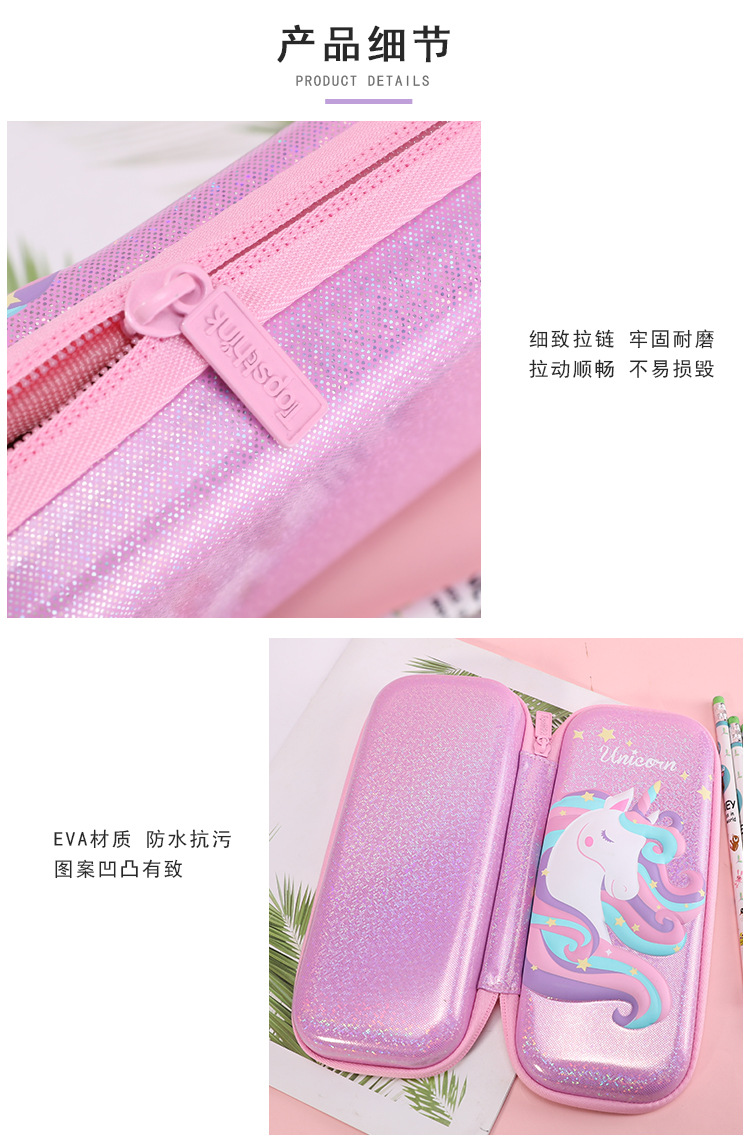 TOPSTHINK Fashion 3D Unicorn EVA material cartoon pen case Large Capacity Creative stationery bag Simple and niche hand-held silicone pen case pic 31