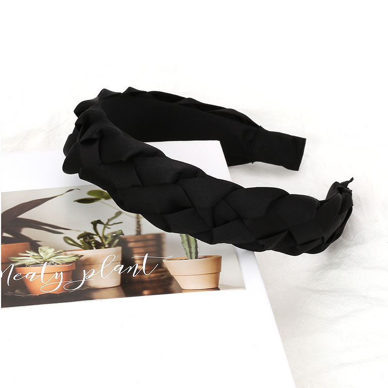 欧美纯色手工编织麻花头箍 亚马逊潮流单色辫子头扣 洗脸压发发饰详情14