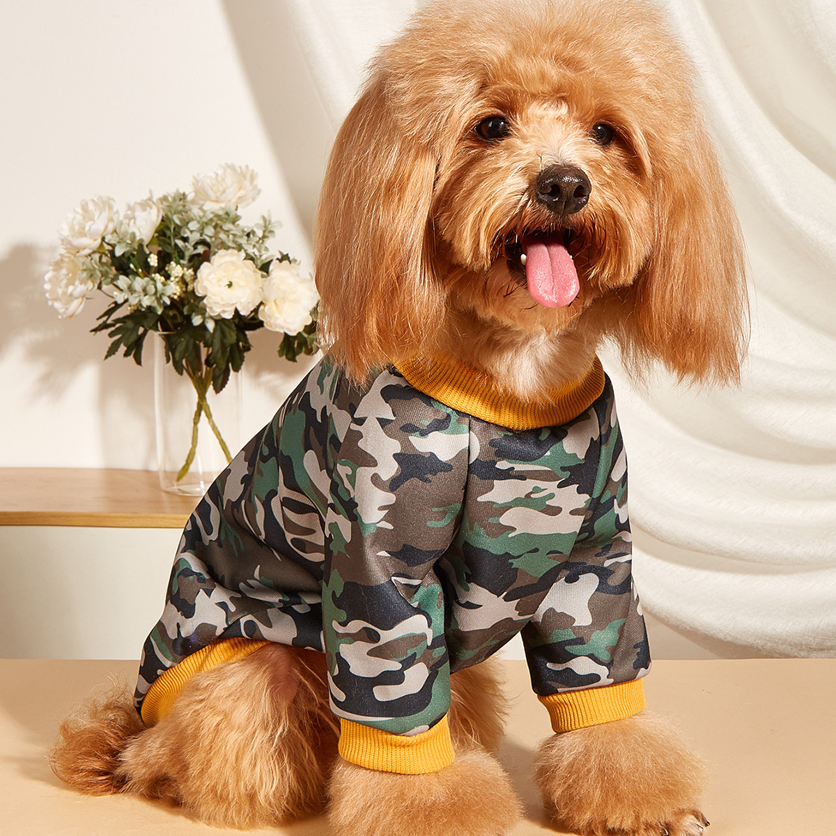 Maidi Spring and Autumn collection with thin fleece camouflage printed sweatshirts, pet dog clothing, Teddy bear, Golden Retriever autumn and winter pet clothing pic 15