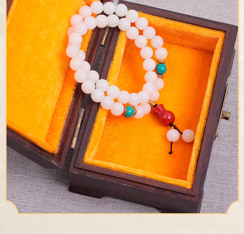 绿松石白玉菩提手串文玩高含量朱砂莲花福袋吊坠新中式男女款手链详情10