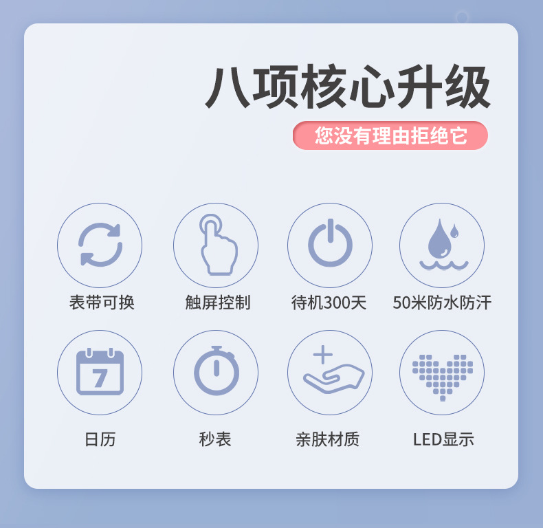 Xiaomi 6LED Touch Screen waterproof Electronic Watch for Girls with printed sports, junior high school student electronic watch pic 2
