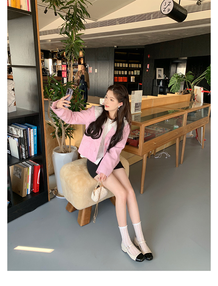 百搭时装真皮女鞋春秋小香风气质单鞋子法式玛丽珍鞋女高跟鞋粗跟详情42