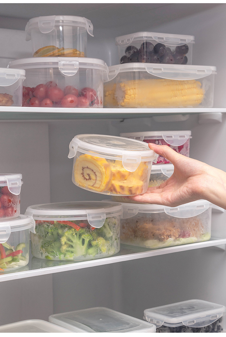 Rectangular refrigerator fresh-keeping box set, plastic transparent fruit and vegetable storage box, sealed bento lunch packing box pic 19