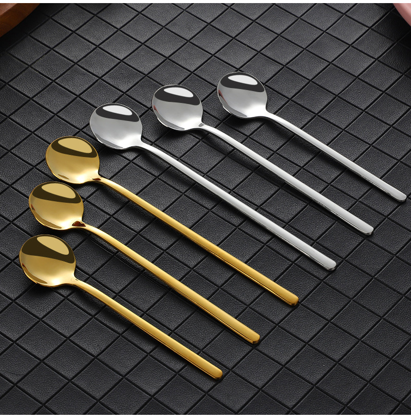 可爱小勺子不锈钢高颜值金色咖啡勺搅拌勺甜品勺子雪糕勺长柄冰勺详情13
