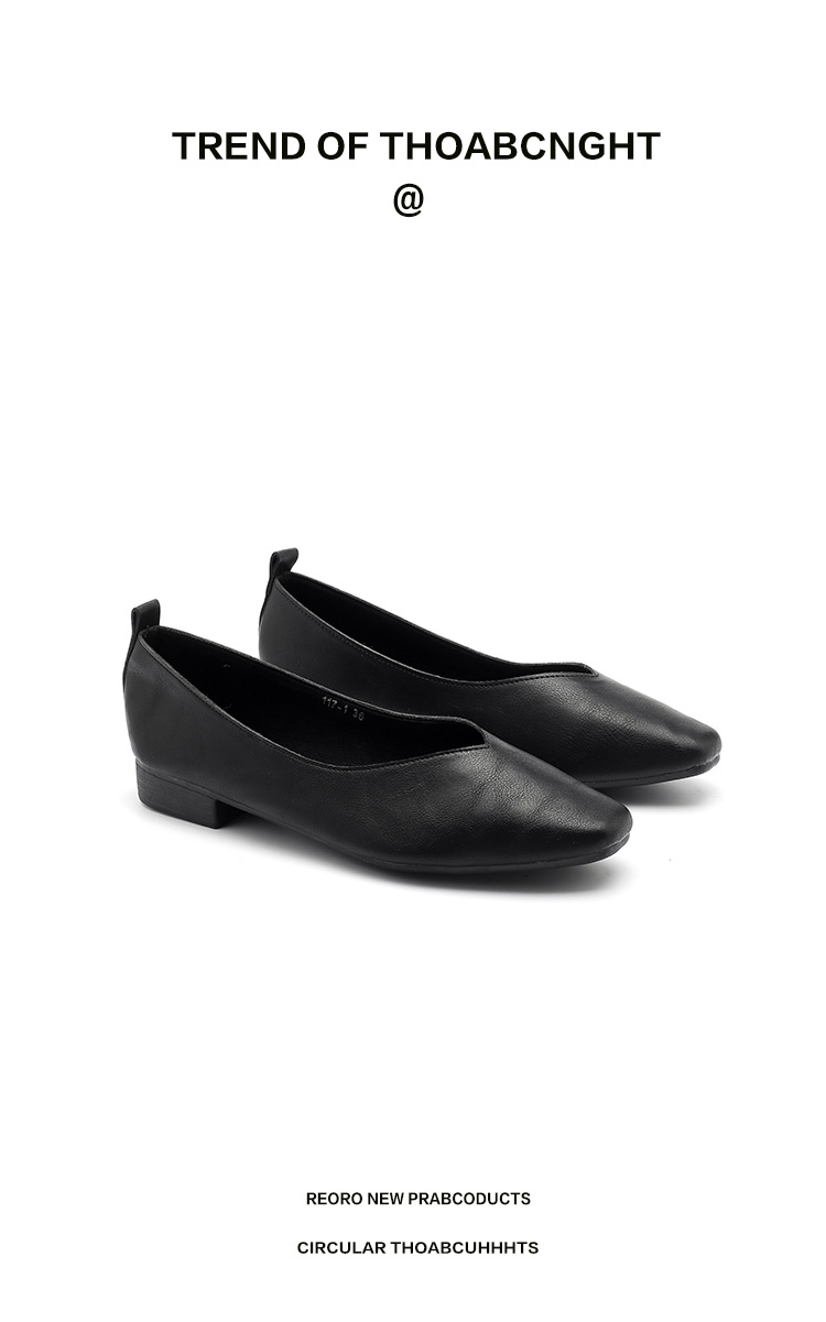 外贸跨境新款小方头浅口女士单鞋软底V口纯色工作鞋117-1#详情3