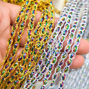 厂家批发财艺金银丝花边 服装辅料舞台桌布金色花边 窗帘亮片花边详情9