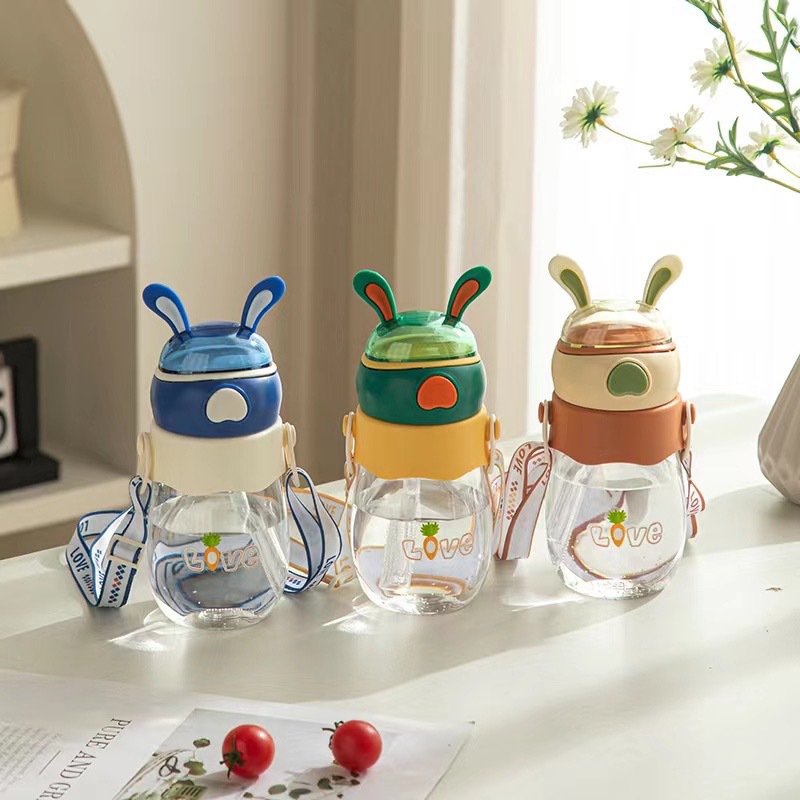 昌诺 可爱超萌兔子卡通塑料水杯儿童上学幼儿园专用2023新款学生吸管杯 塑料杯详情1