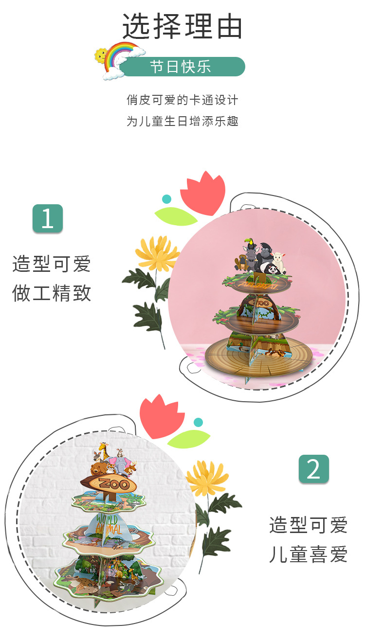 Paper creative multi-layer paper cake rack, foldable disc, disposable baking rack, party decoration pic 4