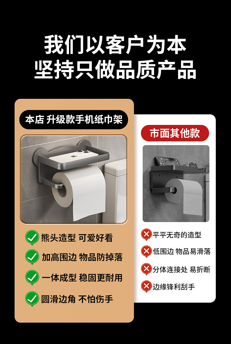 卫生间纸巾架免打孔抽纸架墙上洗脸巾纸巾收纳置物架卷纸架厕纸盒详情4