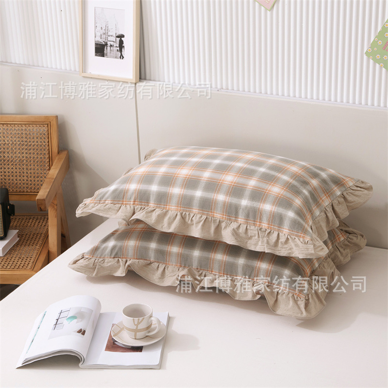 Boya Home Textile Lace Cotton Pillowcase, washed cotton single Pillowcase, pair set, pure cotton pillowcase manufacturer wholesale pic 4