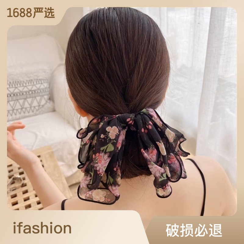 韩国进口欧根纱复古波点大肠发圈气质仙女头扎皮筋大号肠圈头饰女详情1