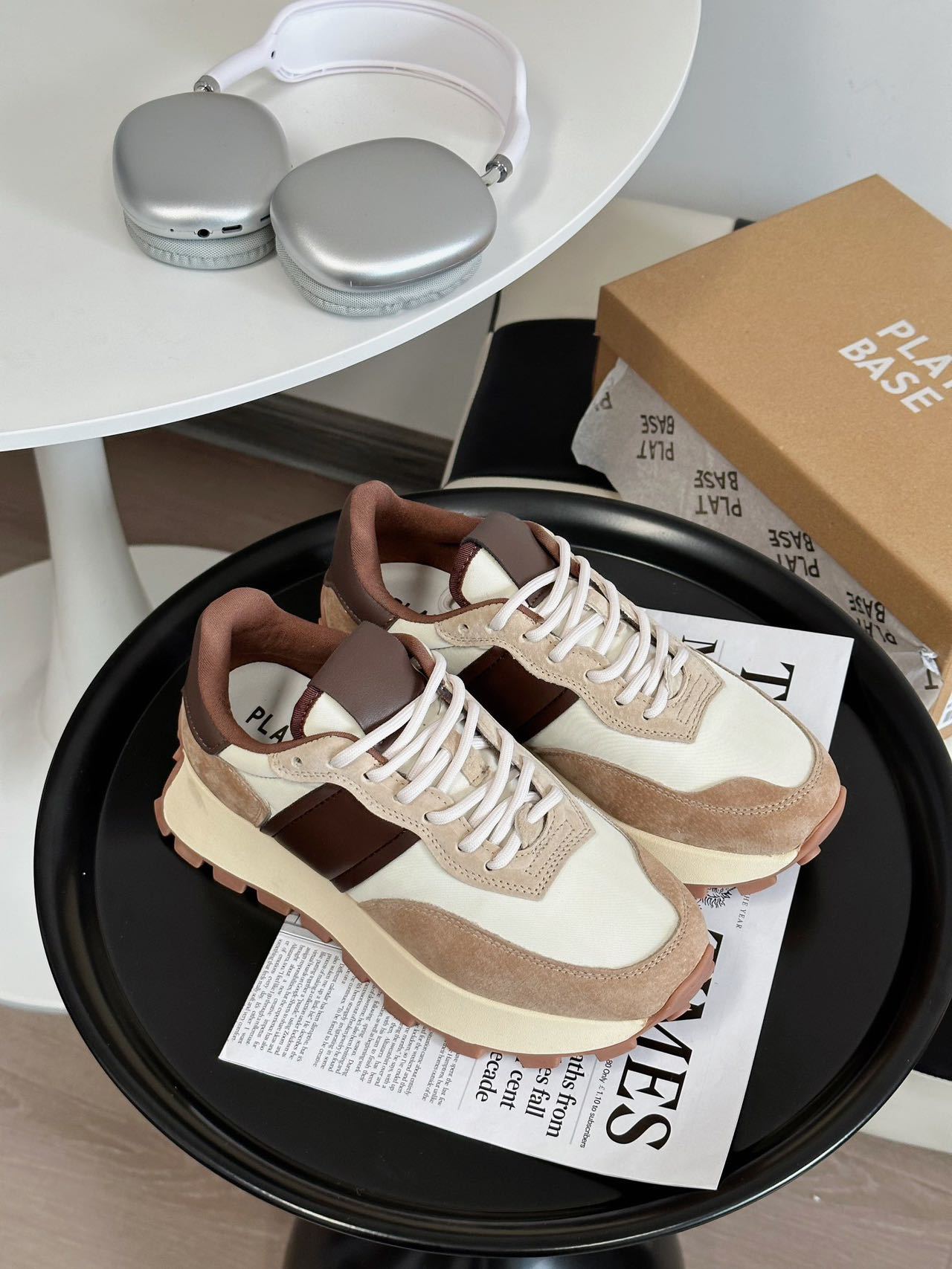 欧洲站2024春季新款时尚休闲百搭真皮复古厚底拼色系带运动鞋详情29