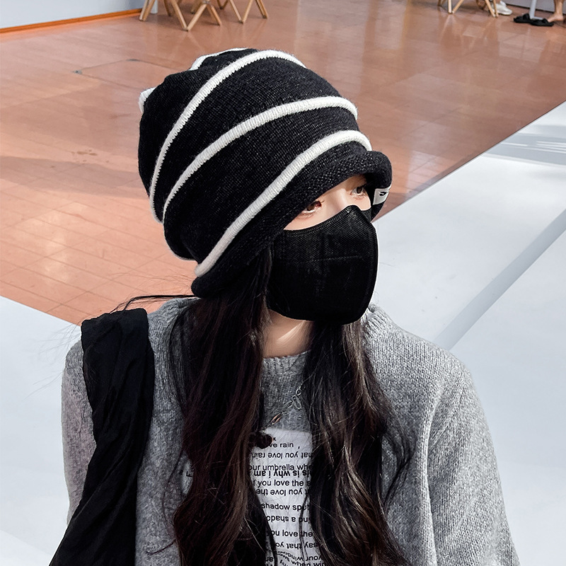 Sombrero lunzi primavera otoño stretch slim cara pequeña bolsa sombrero versión coreana cabeza grande wrap rizado heap heap sombrero invierno caliente sombrero frío mujer pic 11