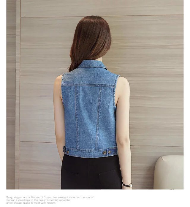 A new denim vest for women, a versatile and casual short school style denim jacket pic 11