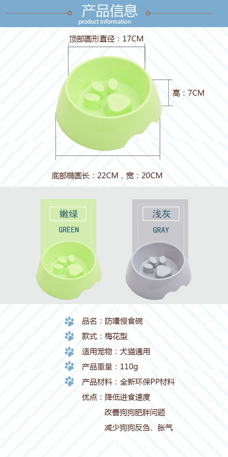 Dog anti-choking bowl, pet slow food bowl, puppy slow food single bowl, pet supplies plastic pic 1