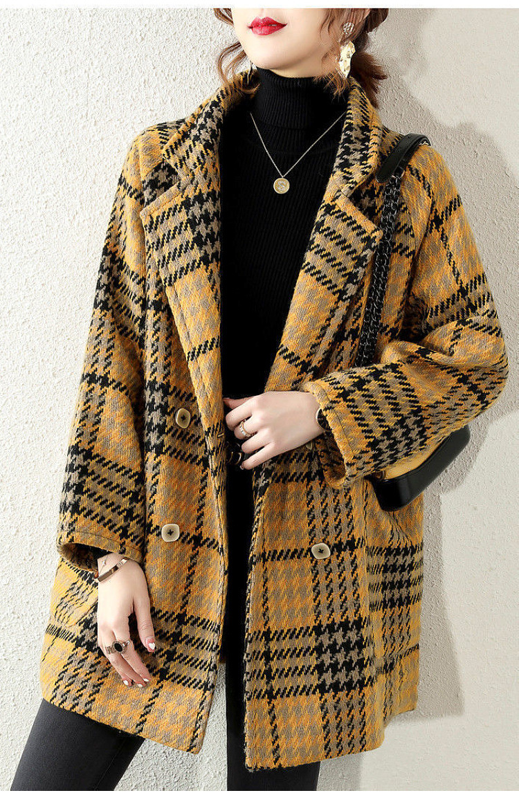 毛呢格子外套女秋冬款设计感小众简约气质西装上衣时尚2022新款详情12