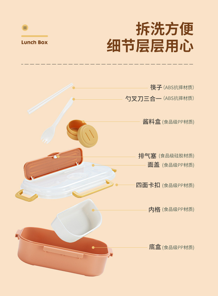 304不锈钢学生食品级塑料饭盒 创意酱料盒健康轻食便携便当盒餐盒详情11