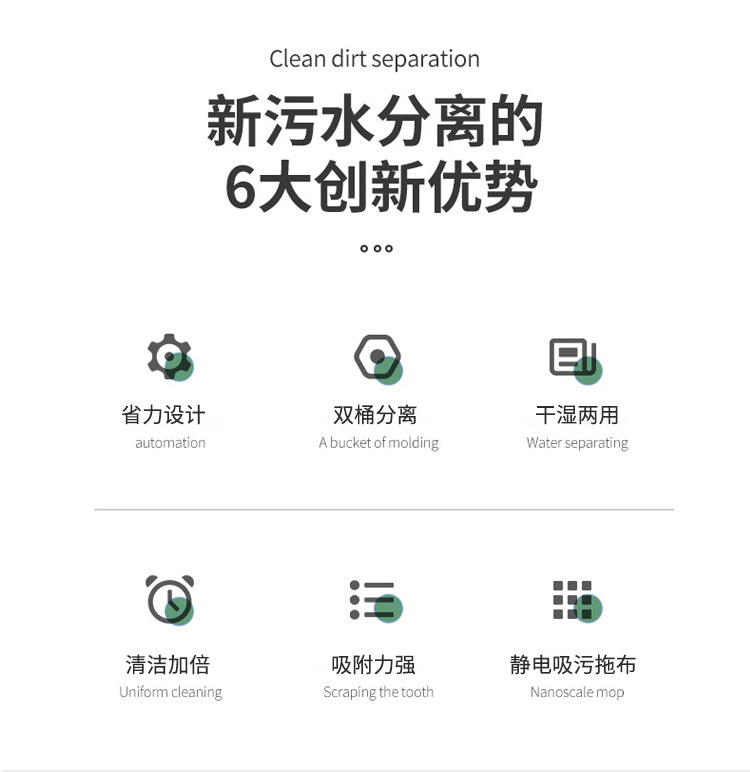 Household no-hand wash household rotating mop, dual-drive mop bucket, absorbent mop cloth, lazy mop, dry and wet dual-purpose pic 8