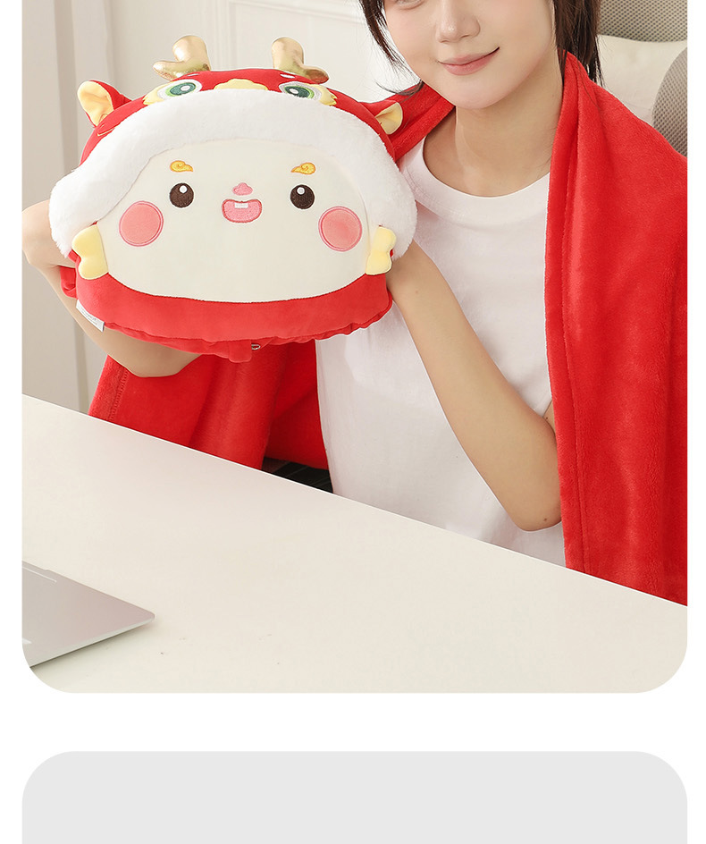 龙年吉祥物暖手捂抱枕毯二合一新年礼物多功能抱枕被公司年会礼品详情2