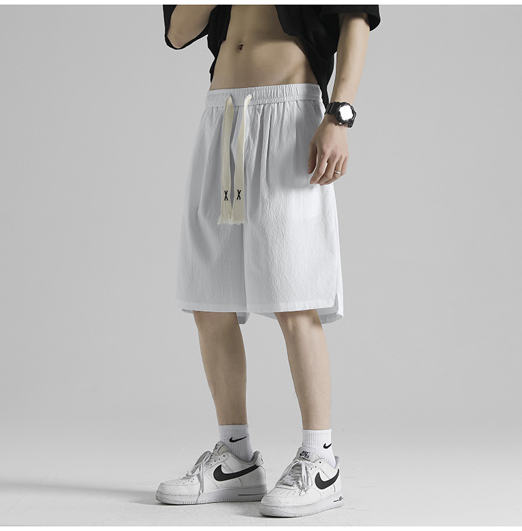 Ice silk shorts for men, summer thin basketball sports, quick-drying beach mid-length pants, loose workwear, casual 5-inch pants pic 2