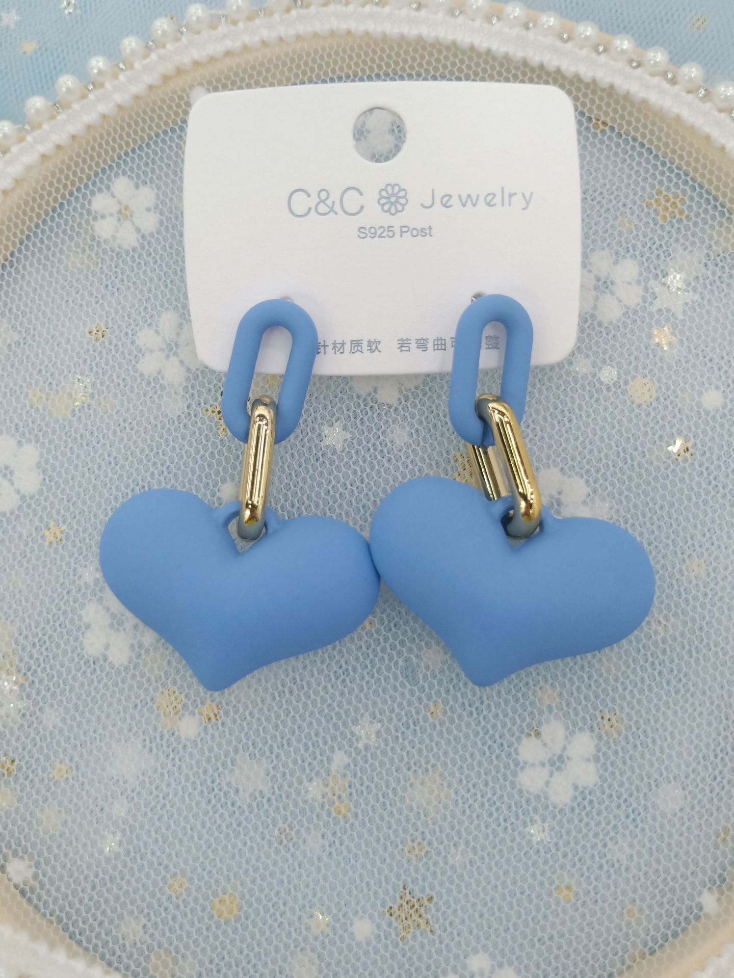 Серебряная игла 925 серебряная игла винтажной гавани, сладкий акриловый розовый цвет сердца, серьга из персикового сердца pic 8