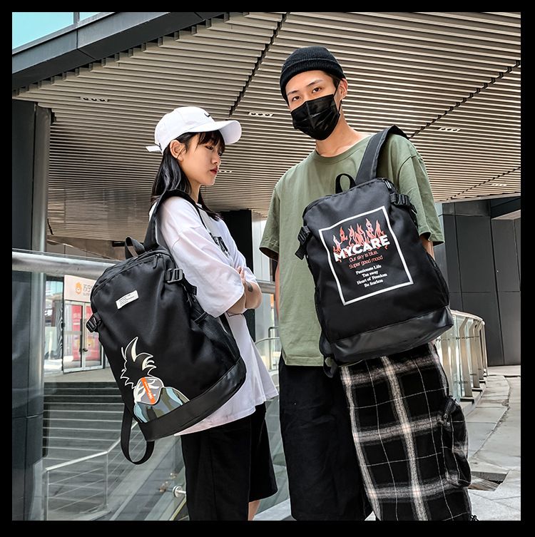2021 Korean version fashionable couple style cartoon print cool backpack, large-capacity trendy schoolbag for junior and senior high school students pic 18