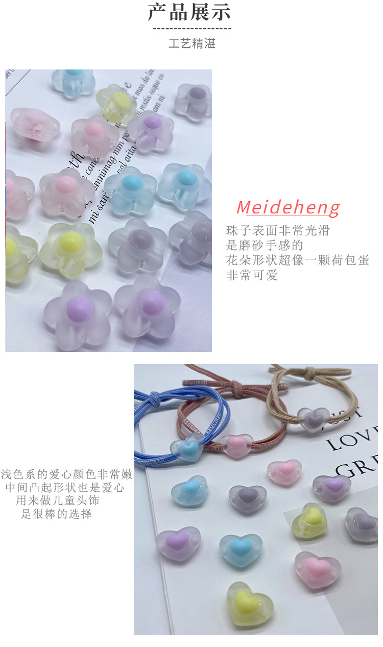 简约清新通孔磨砂蛋黄珠 diy儿童发饰制作橡皮筋配饰亚克力饰品详情5