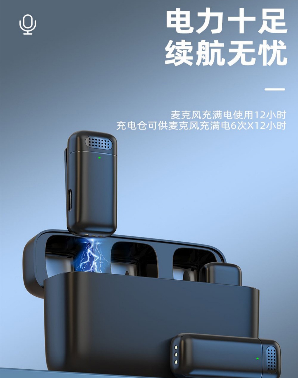 无线领夹麦克风K6跨境厂家一拖二数显充电仓无线直播麦降噪麦克风详情10